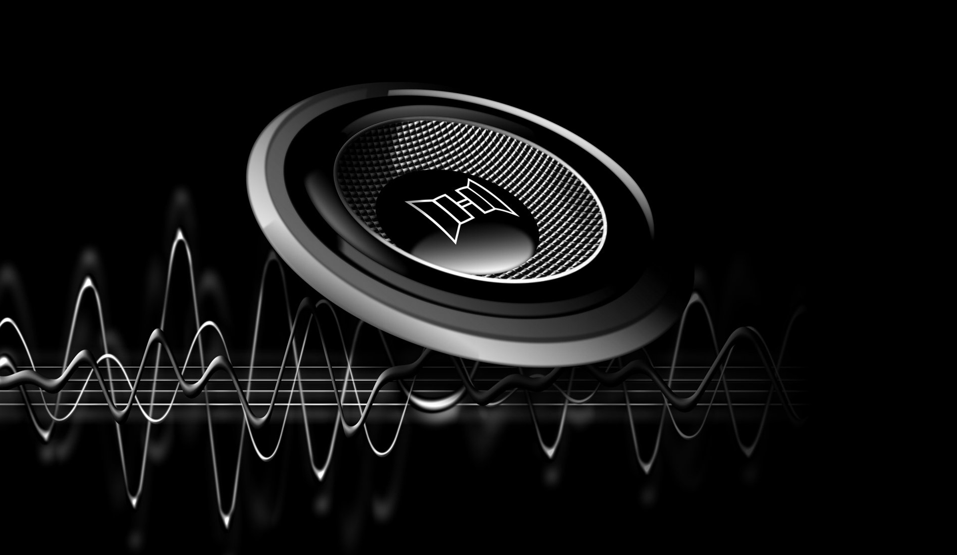 Studio monitor speaker with waveform
